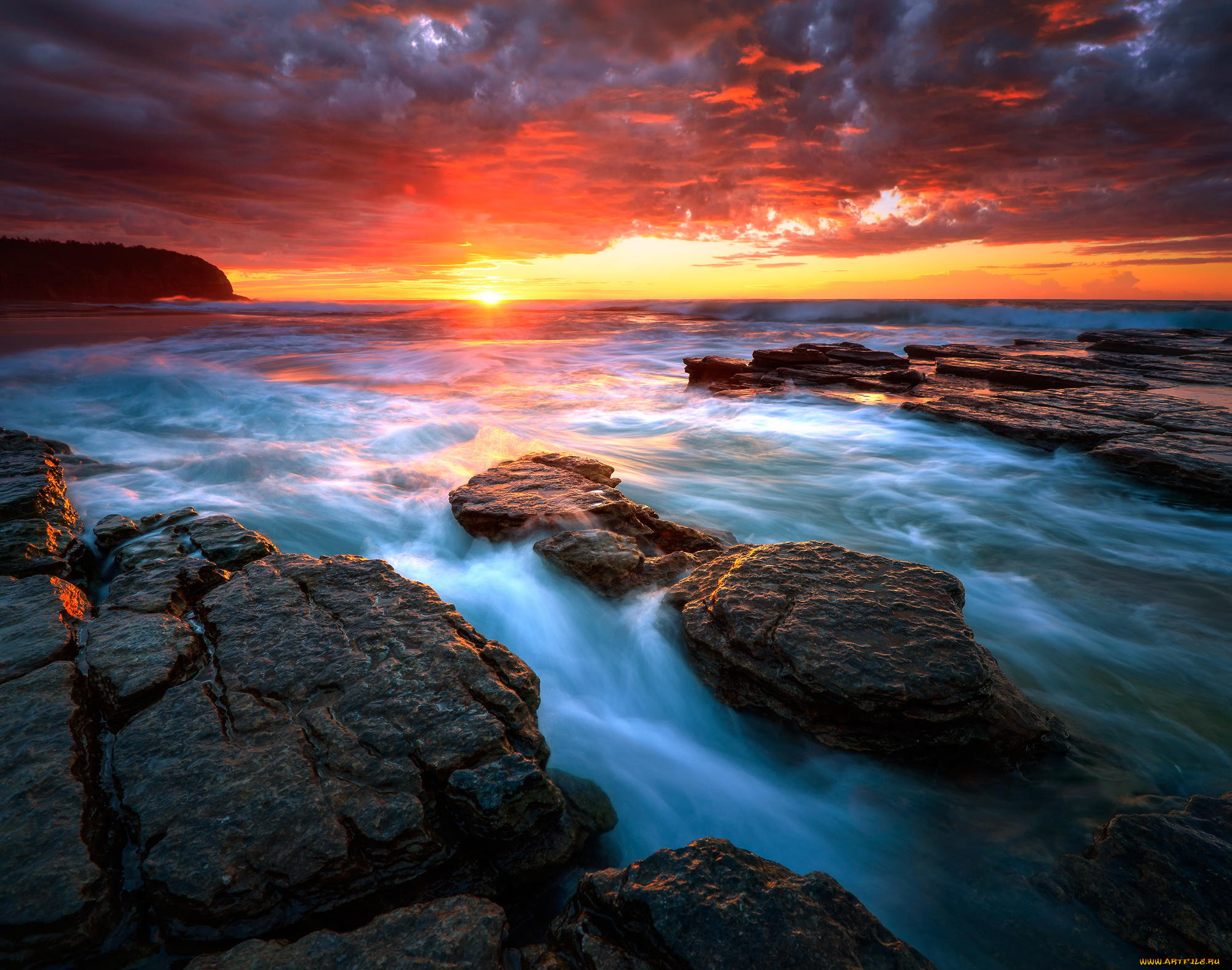 , , , seascape, turimetta, sydney, rising, sun, , , rocks, water, , beach, vawes, sea, , 